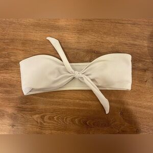 Zaful white ribbed strapless tie front top​​​​​​​​